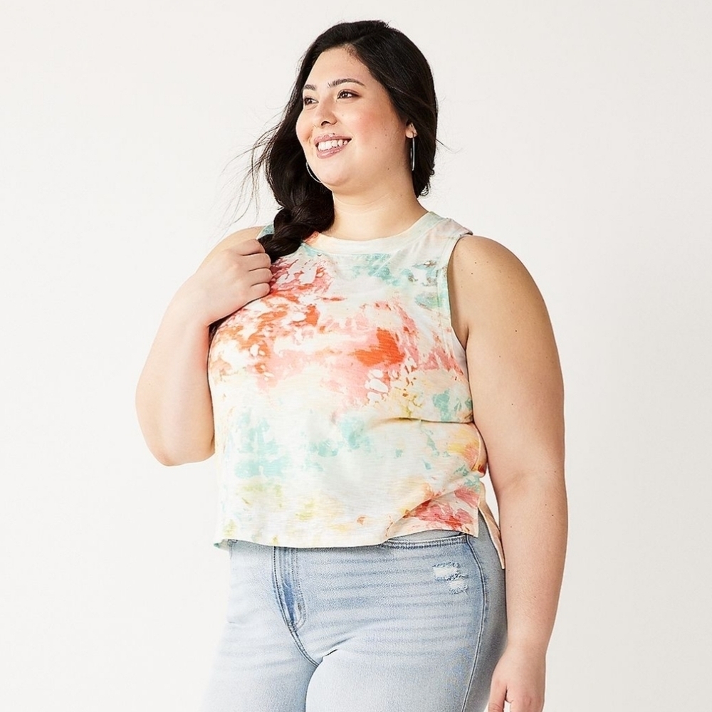 SO | Junior's Muscle Tank in Peach Multi Dye sz 2X - Picture 2 of 7